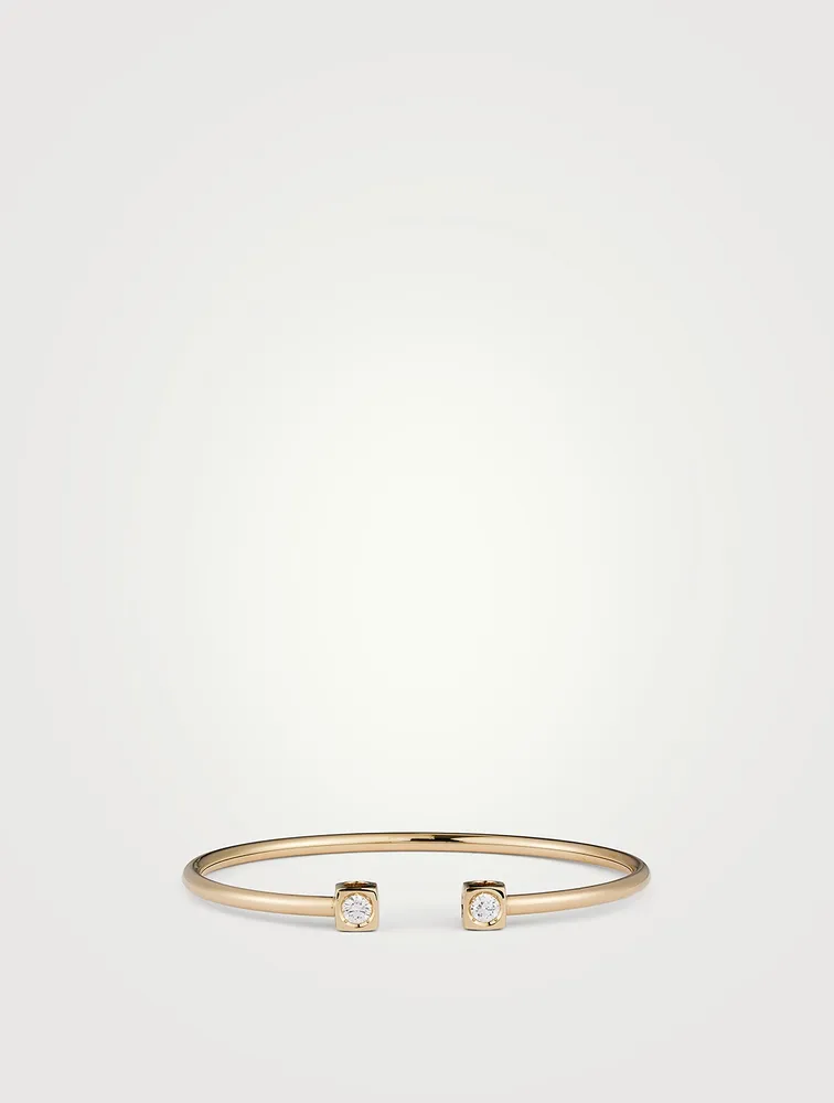 Large Le Cube Diamant 18K Gold Bracelet With Diamonds