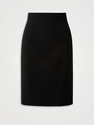 Double-Face Wool Pencil Skirt