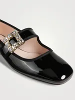 Très Vivier Strass Buckle Patent Leather Ballerinas