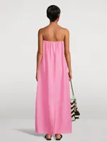 Delphi Organic Linen Strapless Maxi Dress