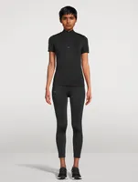 Plant-Stretch Compressive Half-Zip Short-Sleeve Top