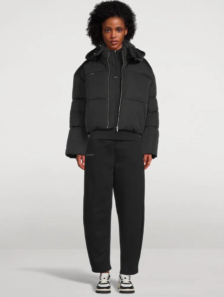 Flower-Warmth Recycled Nylon Cropped Puffer Jacket