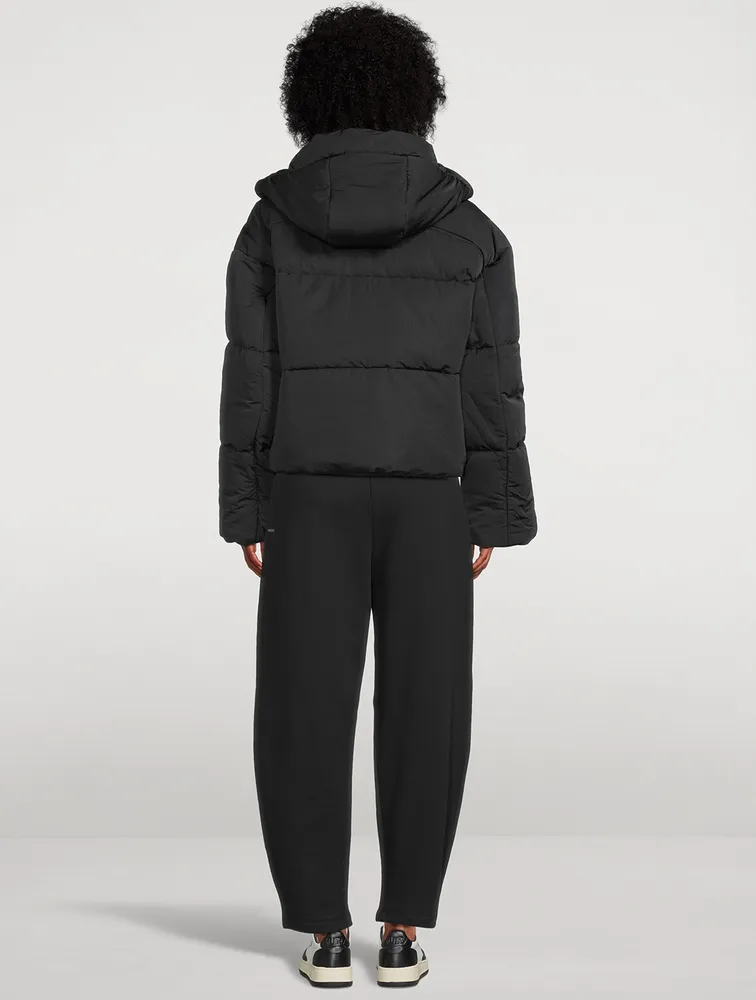 Flower-Warmth Recycled Nylon Cropped Puffer Jacket