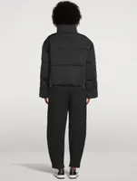 Flower-Warmth Recycled Nylon Cropped Puffer Jacket