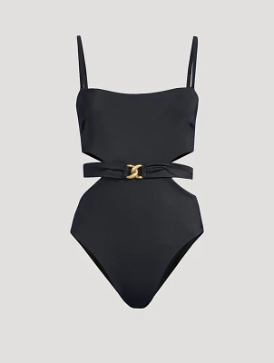 Luxe Link Belted One-Piece Swimsuit
