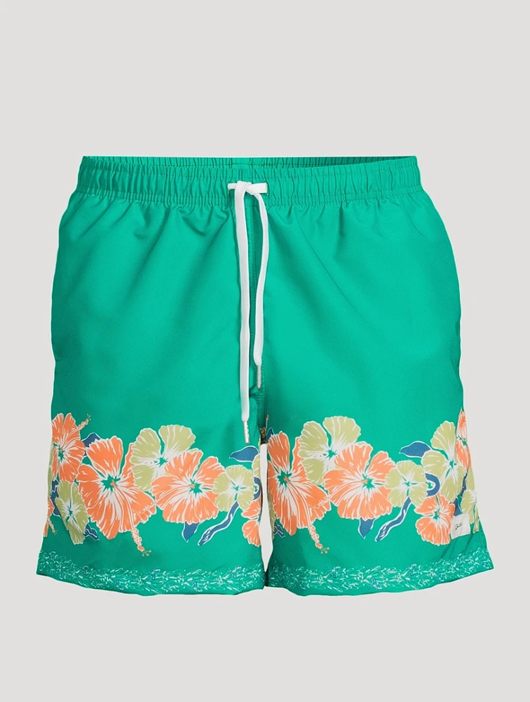 Swim Trunks Ornate Bloom Print