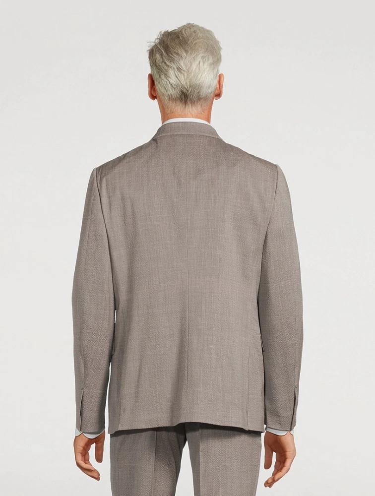 Wool Silk And Linen Seersucker Two-Piece Suit