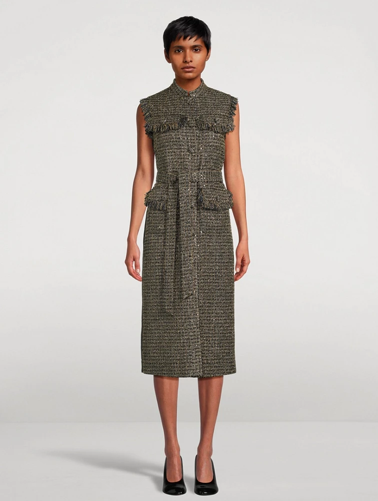 Cliff Belted Tweed Shirt Dress