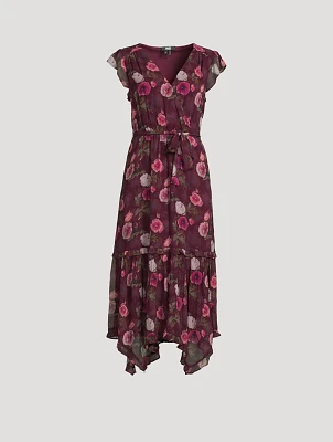 Terrazza Silk Midi Dress Floral Print