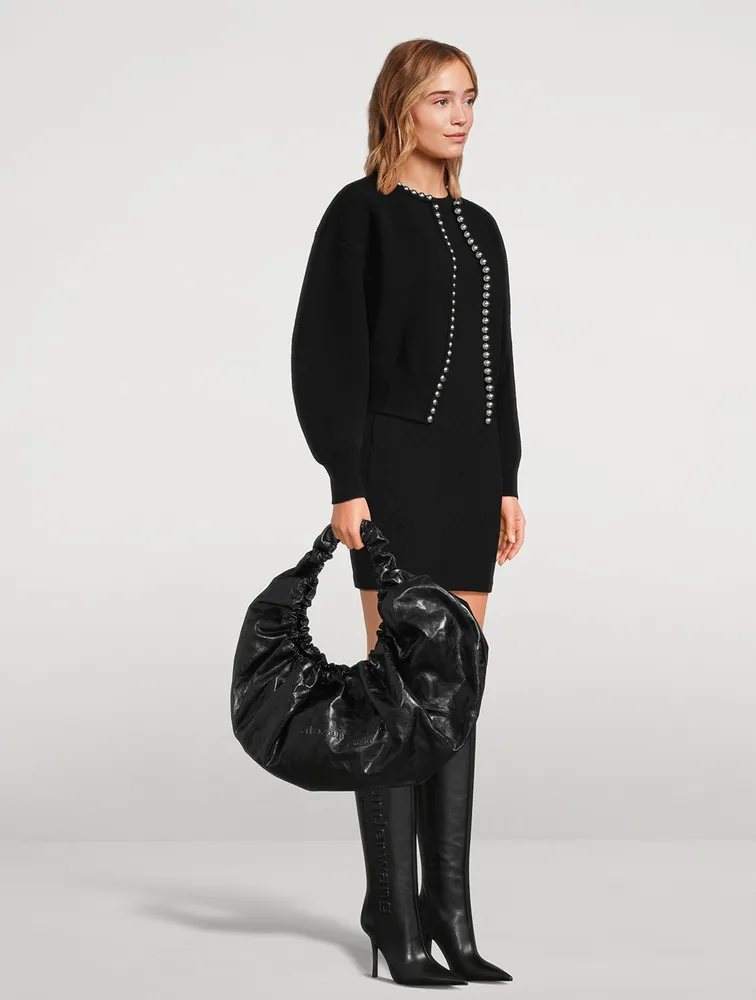 Large Crescent Leather Shoulder Bag