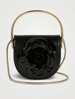 Micro Paris Rose Snakeskin-Embossed Leather Bag