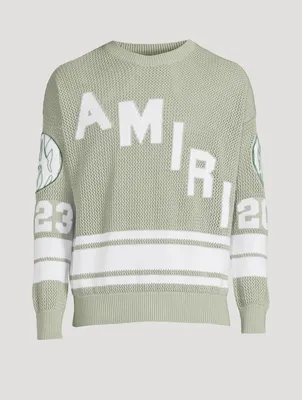 Cotton Mesh Sweater With Hockey Logo
