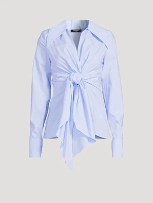 Tie-Front Poplin Shirt