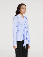 Tie-Front Poplin Shirt