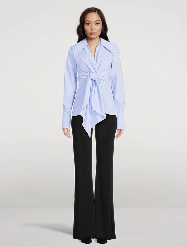 Tie-Front Poplin Shirt