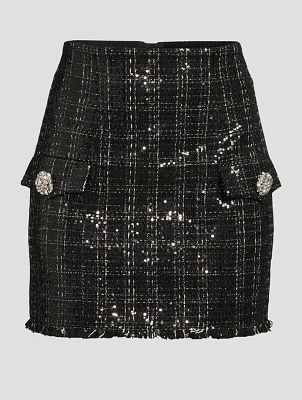 Sequin Tweed Mini Skirt