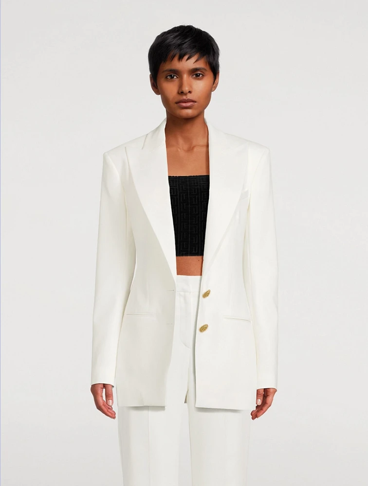 Single-Breasted Crepe Blazer