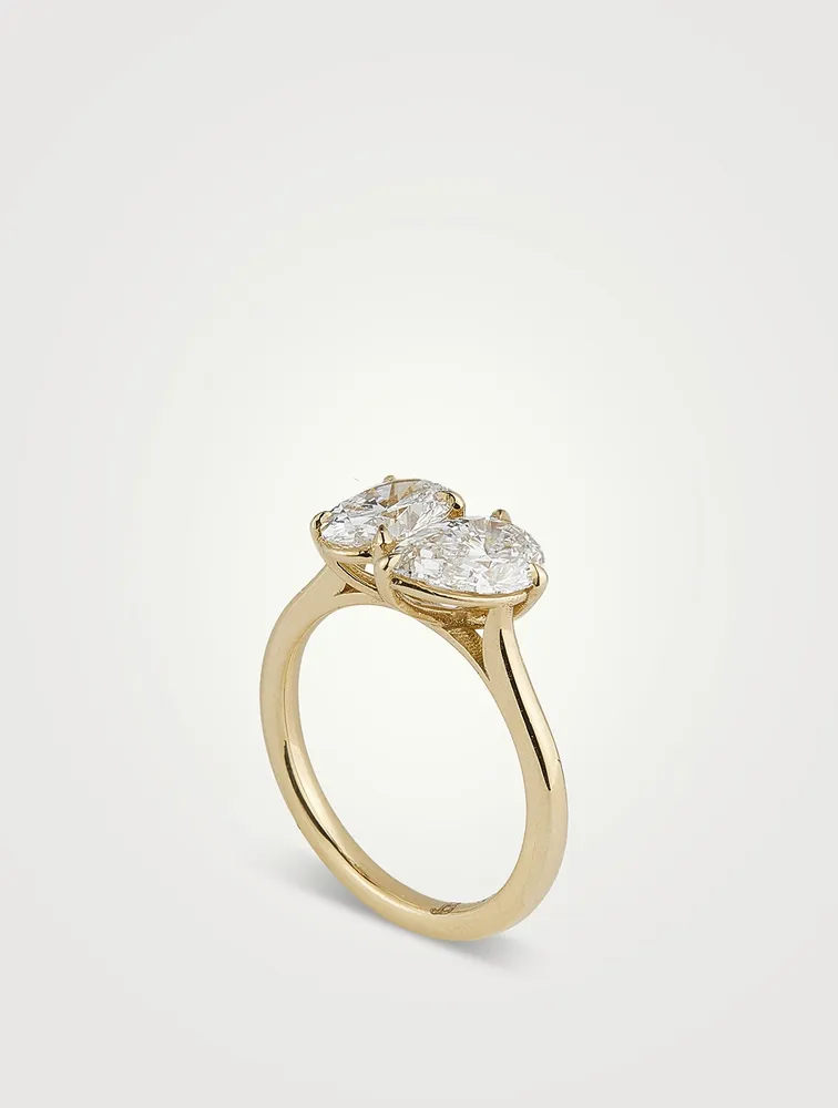 Moi-et-Toi 18K Gold Ring With Pear And Oval Diamonds
