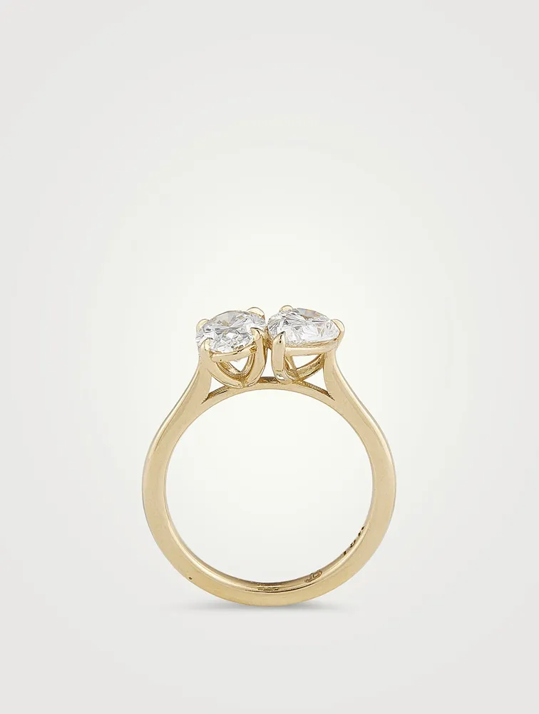 Moi-et-Toi 18K Gold Ring With Pear And Oval Diamonds