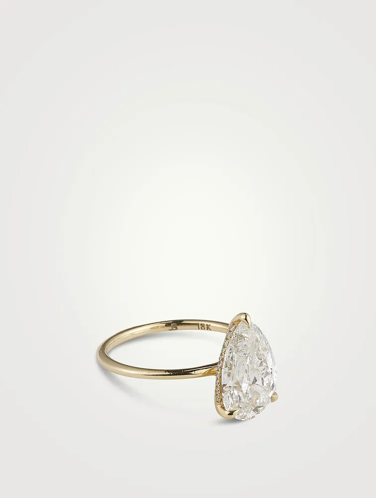 Signature 18K Gold Solitaire Pear Diamond Ring