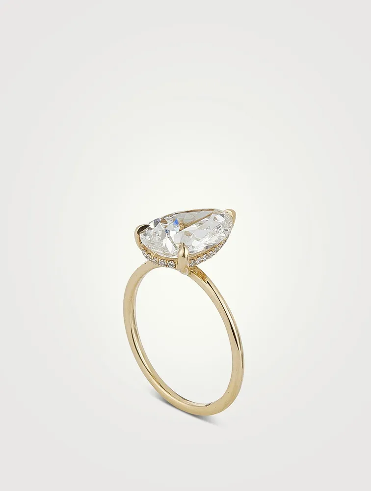 Signature 18K Gold Solitaire Pear Diamond Ring