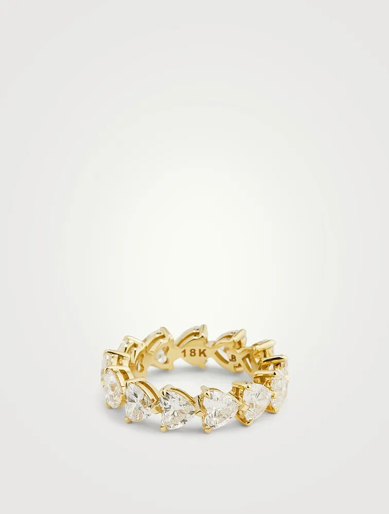 Signature 18K Gold Eternity Band With Heart Diamonds