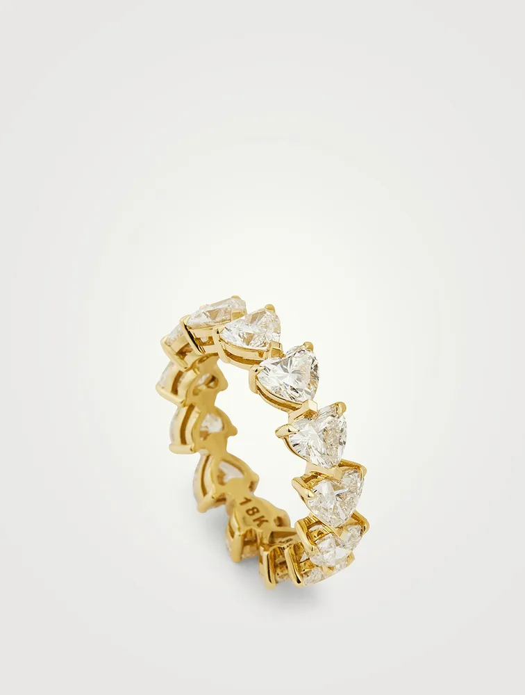 Signature 18K Gold Eternity Band With Heart Diamonds