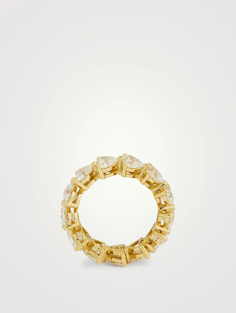 Signature 18K Gold Eternity Band With Heart Diamonds