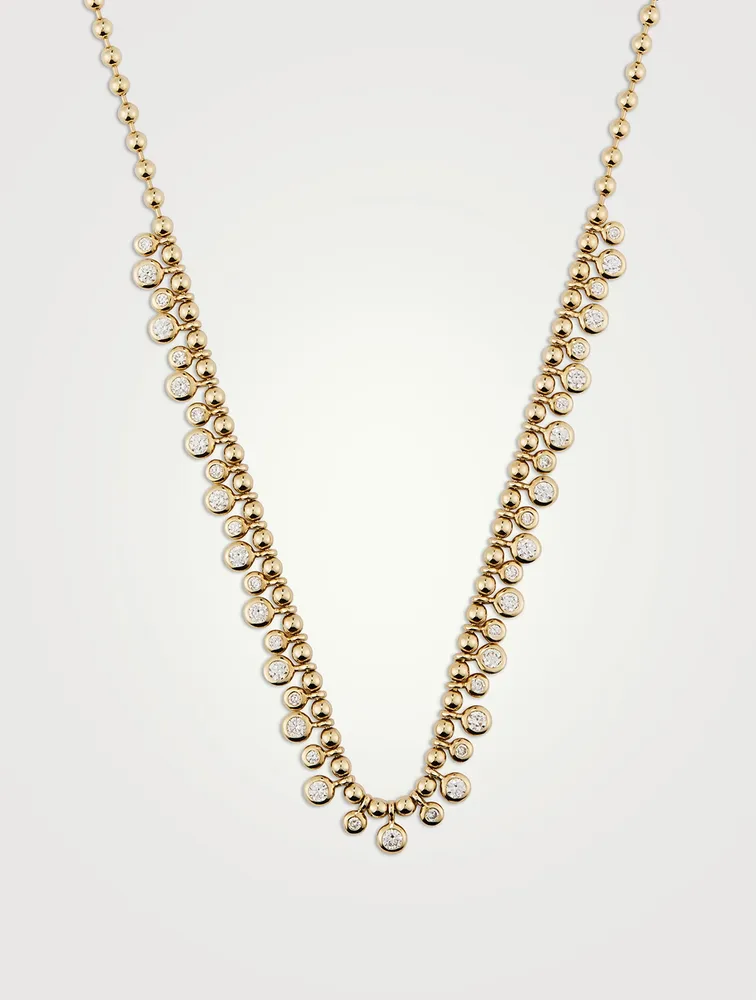 Luxe 14K Gold Fringe Necklace With Diamonds