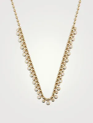 Luxe 14K Gold Fringe Necklace With Diamonds
