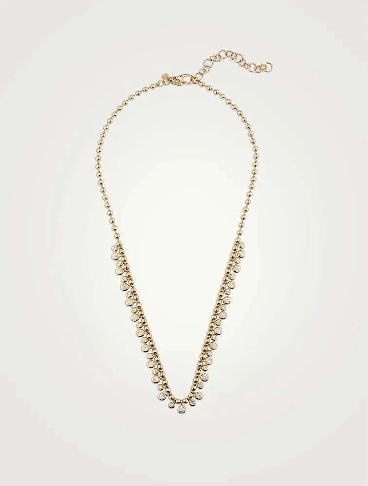 Luxe 14K Gold Fringe Necklace With Diamonds