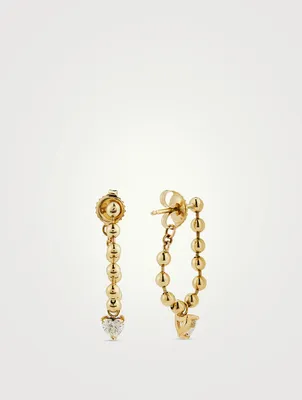 Luxe 14K Gold Droplet Earrings With Heart Diamonds