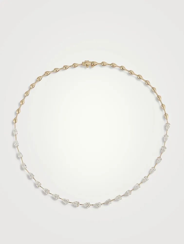 Signature 14K Gold Necklace With Pear Diamonds