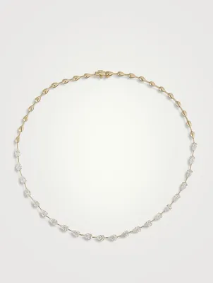 Signature 14K Gold Necklace With Pear Diamonds