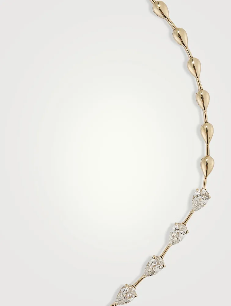 Signature 14K Gold Necklace With Pear Diamonds