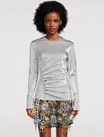 Asymmetric Lurex Long-Sleeve Top