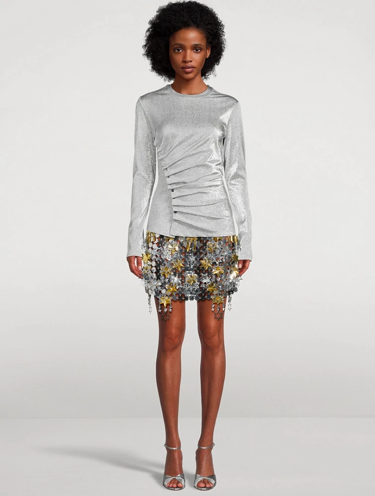 Asymmetric Lurex Long-Sleeve Top
