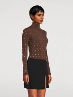 Crystal-Embellished Turtleneck Top