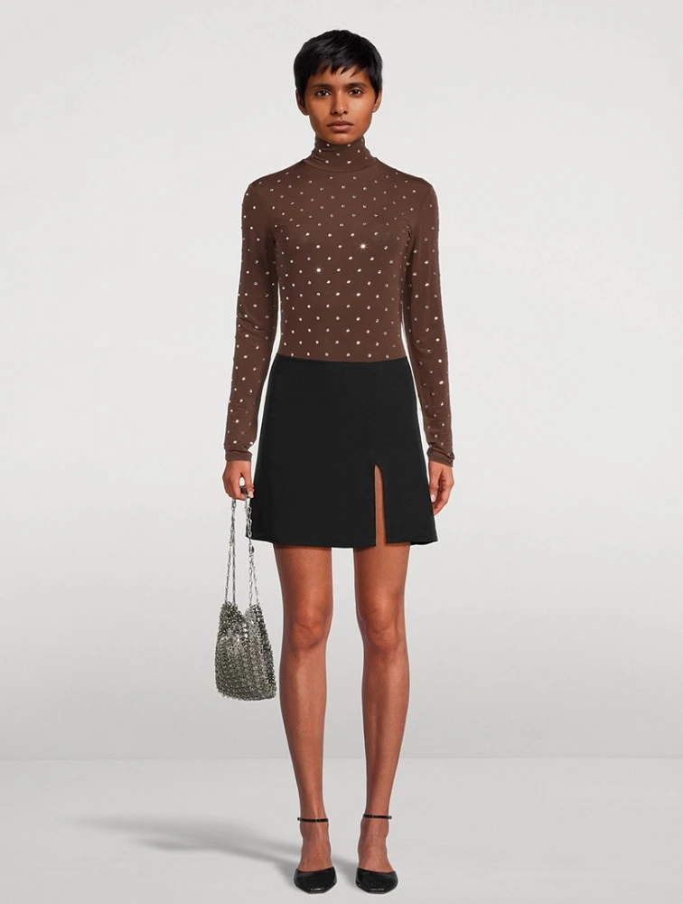 Crystal-Embellished Turtleneck Top