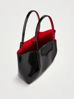 Small Cabarock Feather-Embossed Patent Leather Tote Bag