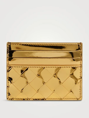 Metallic Intrecciato Leather Card Case