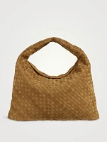 Large Hop Intrecciato Suede Shoulder Bag