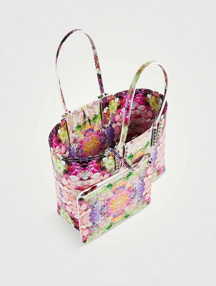 Small Cabata Leather Tote Bag In Floral Print