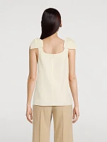 Bow-Trimmed Linen Tank Top