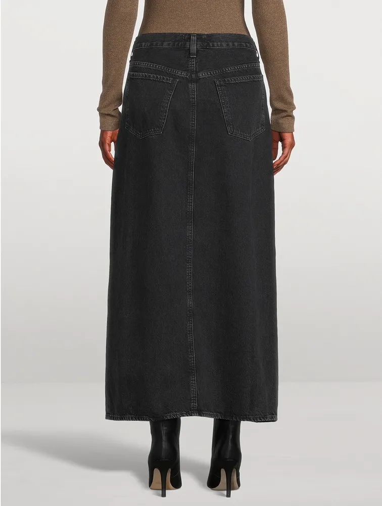 Leif Low-Slung Denim Maxi Skirt