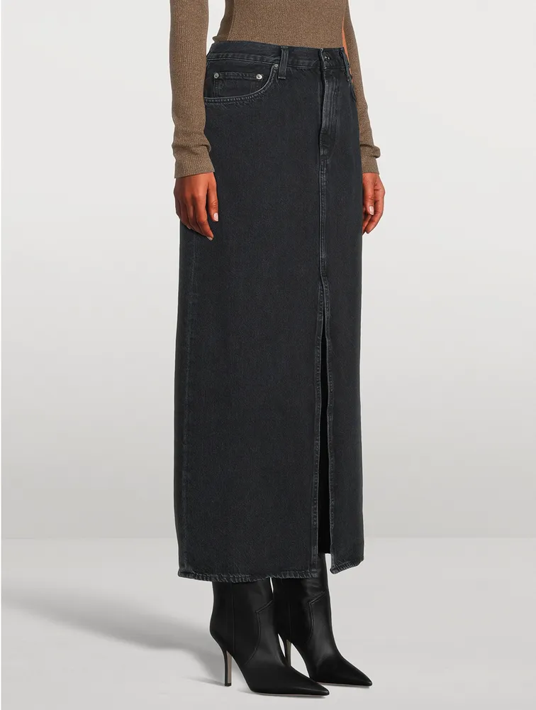 Leif Low-Slung Denim Maxi Skirt