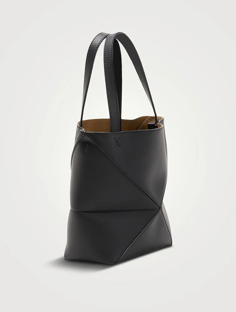 Mini Puzzle Fold Leather Tote Bag