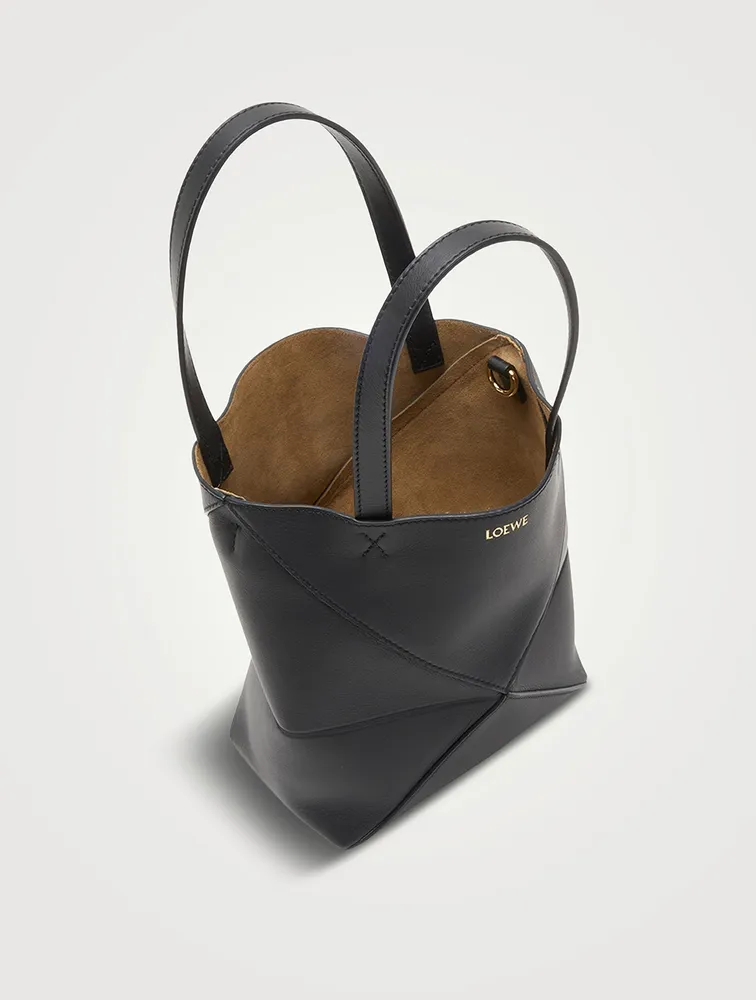 Mini Puzzle Fold Leather Tote Bag