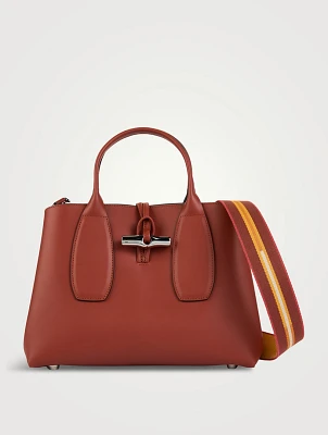 Medium Roseau Leather Top Handle Bag