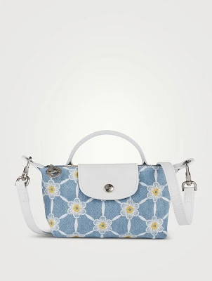 Le Pliage Collection Embroidered Top Handle Bag